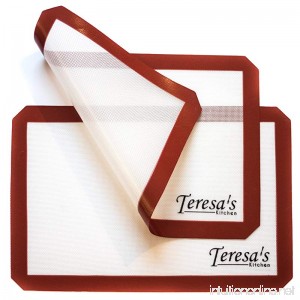 Teresa's Kitchen – Silicone Baking Mat - Nonstick – Baking Sheet for Oven or Toaster Oven – Cookie Sheets - Burgundy - Set of 2 - B01799K478